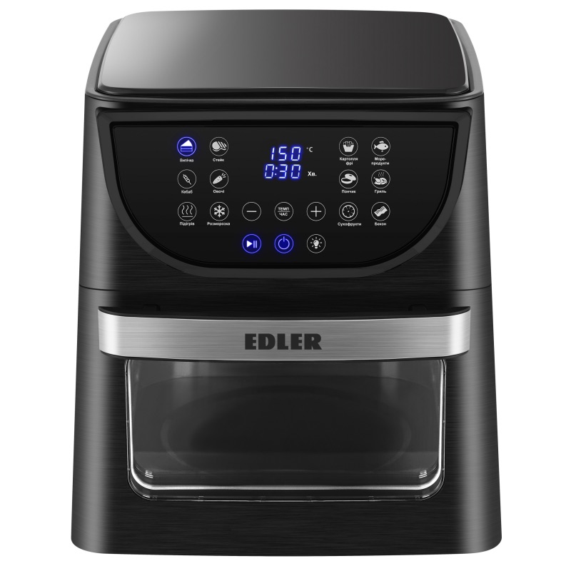 Аерогриль Edler EDAF-8221, 12 л, 1700 Вт, 12 програм, з вікном