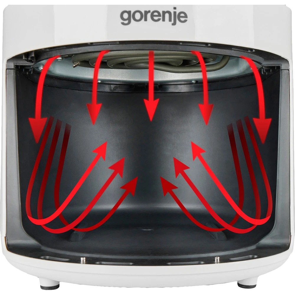 Аерогриль Gorenje AF1300XG, 4,5 л, 1300 Вт, механічний, білий — фото 6