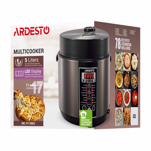 Мультиварка Ardesto MC-P17BRZ, 5 л, 860 Вт, 17 програм, бронза — фото 9